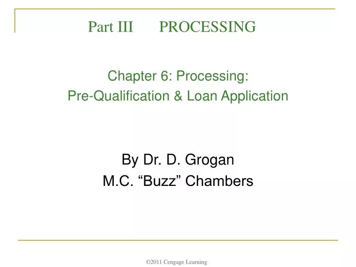 chapter 6 processing pre qualification loan application