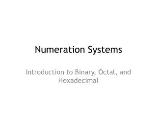 Numeration Systems