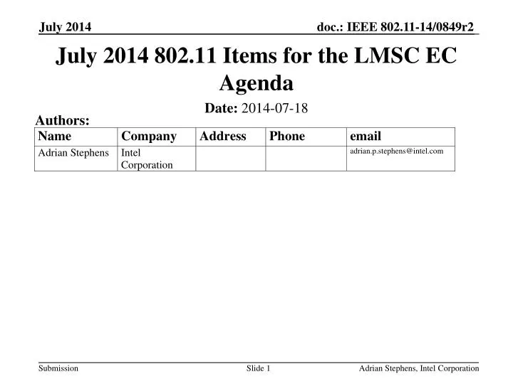 july 2014 802 11 items for the lmsc ec agenda