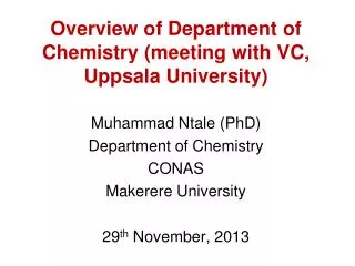 Overview of Department of Chemistry (meeting with VC, Uppsala University)