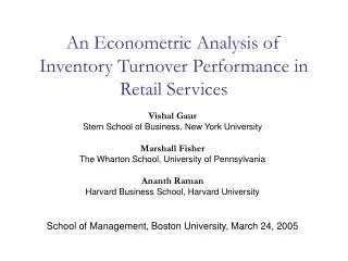 An Econometric Analysis of Inventory Turnover Performance in Retail Services
