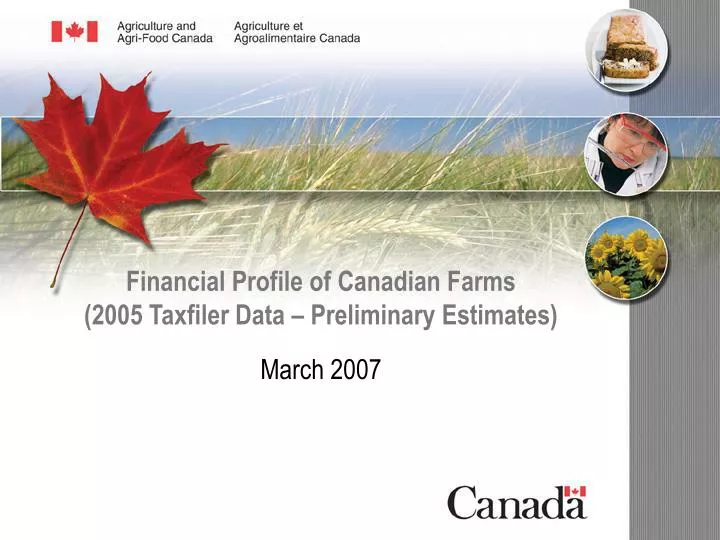 financial profile of canadian farms 2005 taxfiler data preliminary estimates