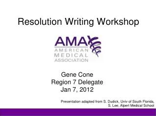 Resolution Writing Workshop
