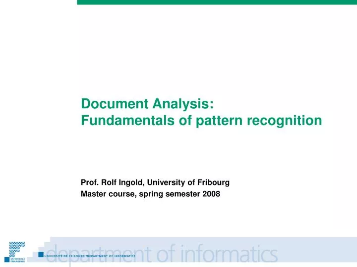 prof rolf ingold university of fribourg master course spring semester 2008