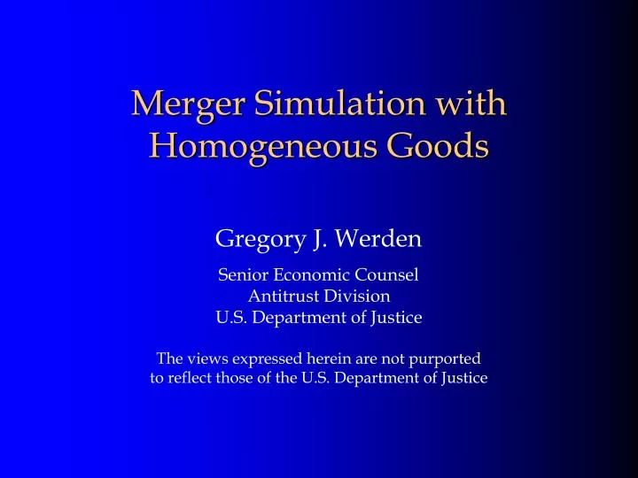 merger simulation with homogeneous goods