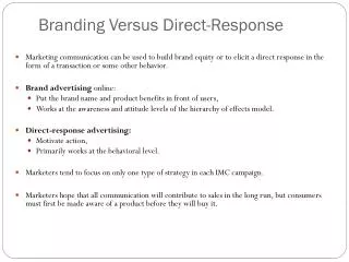 Branding Versus Direct-Response