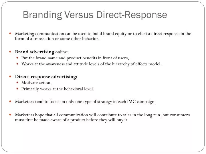 branding versus direct response