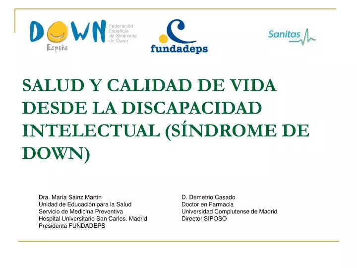 salud y calidad de vida desde la discapacidad intelectual s ndrome de down