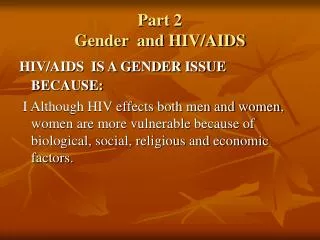 Part 2 Gender and HIV/AIDS