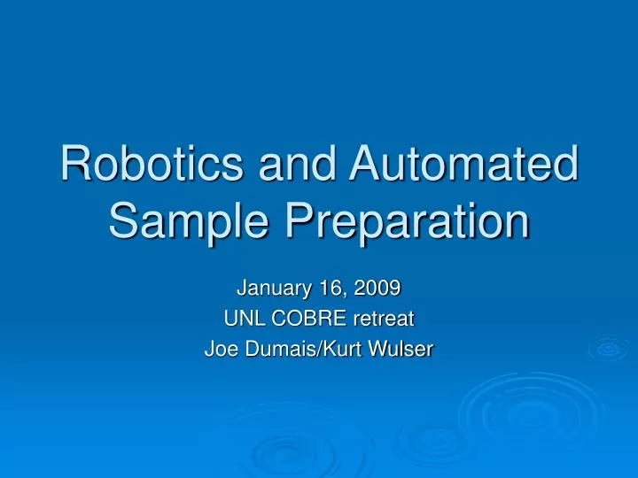 robotics and automated sample preparation