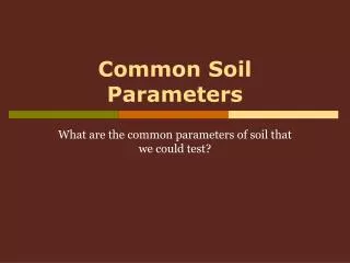 Common Soil Parameters