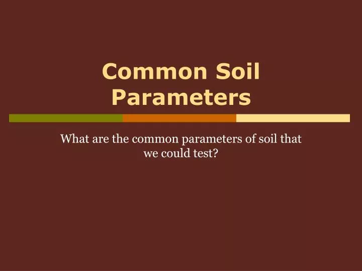 common soil parameters