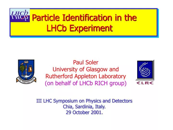 particle identification in the lhcb experiment