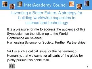 Inventing a Better Future: A strategy for building worldwide capacities in science and technology