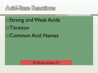 acid base reactions