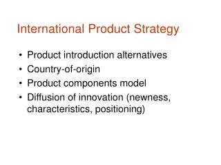 International Product Strategy