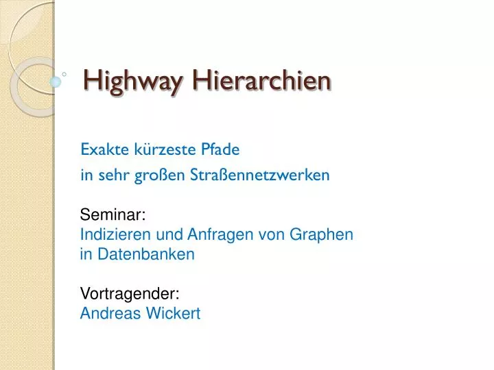 highway hierarchien