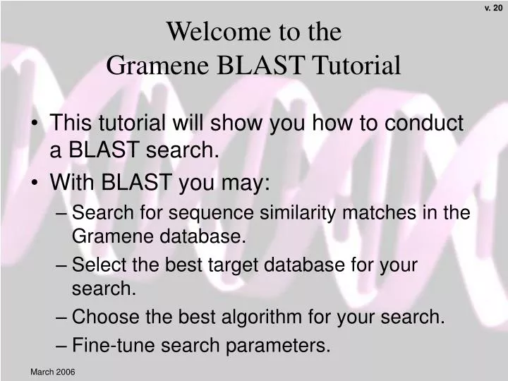 welcome to the gramene blast tutorial