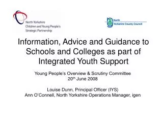 Information, Advice and Guidance to Schools and Colleges as part of Integrated Youth Support
