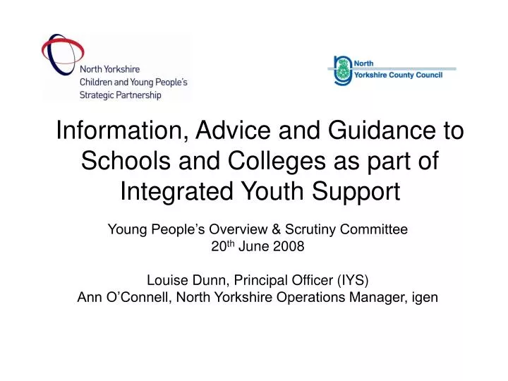 information advice and guidance to schools and colleges as part of integrated youth support