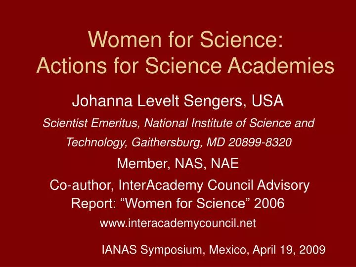 women for science actions for science academies