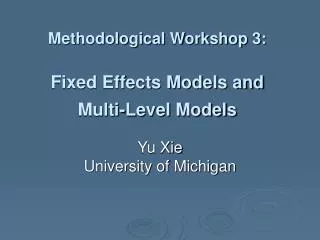 Methodological Workshop 3: Fixed Effects Models and Multi-Level Models