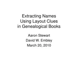Extracting Names Using Layout Clues in Genealogical Books