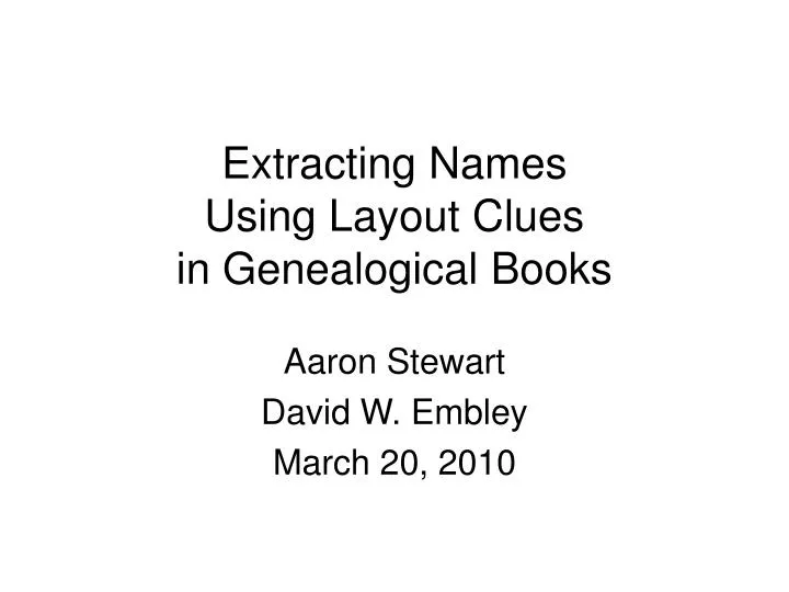 extracting names using layout clues in genealogical books