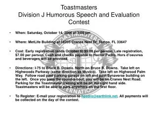 Toastmasters Division J Humorous Speech and Evaluation Contest