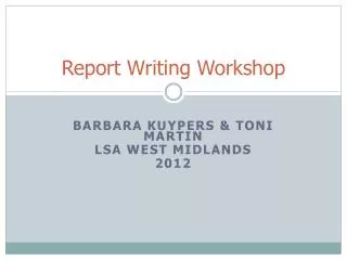 Report Writing Workshop