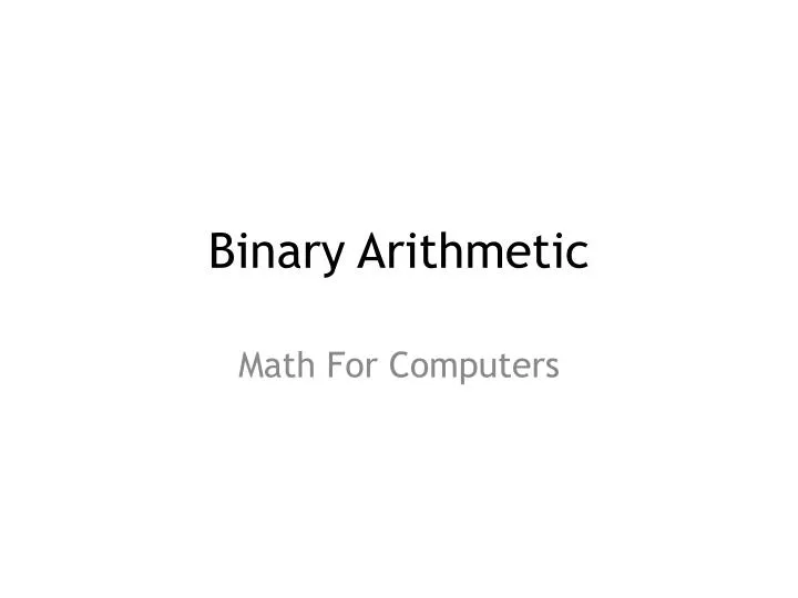 binary arithmetic