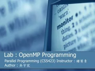 Lab : OpenMP Programming