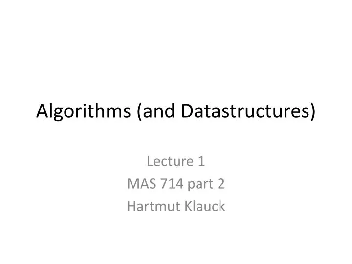 algorithms and datastructures