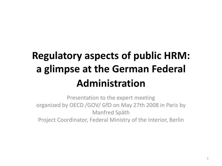 regulatory aspects of public hrm a glimpse at the german federal administration