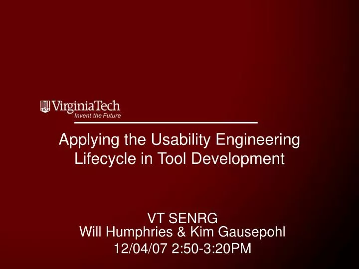 applying the usability engineering lifecycle in tool development