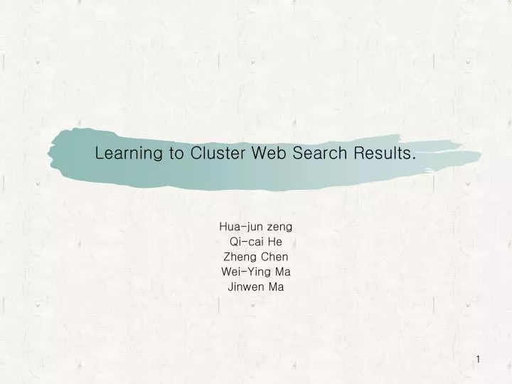 learning to cluster web search results