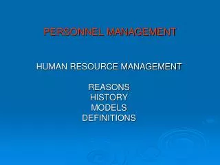 PERSONNEL MANAGEMENT