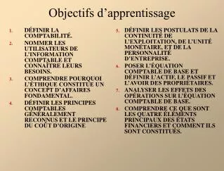 objectifs d apprentissage