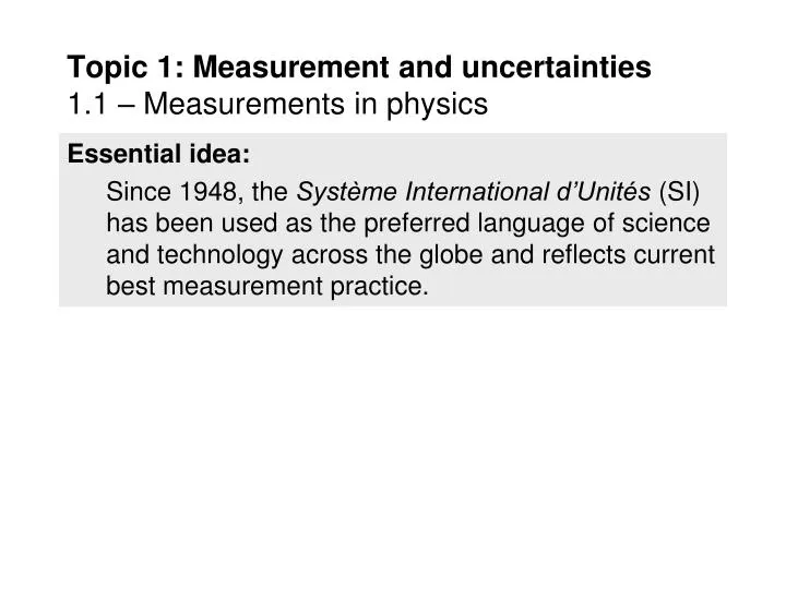 topic 1 measurement and uncertainties 1 1 measurements in physics