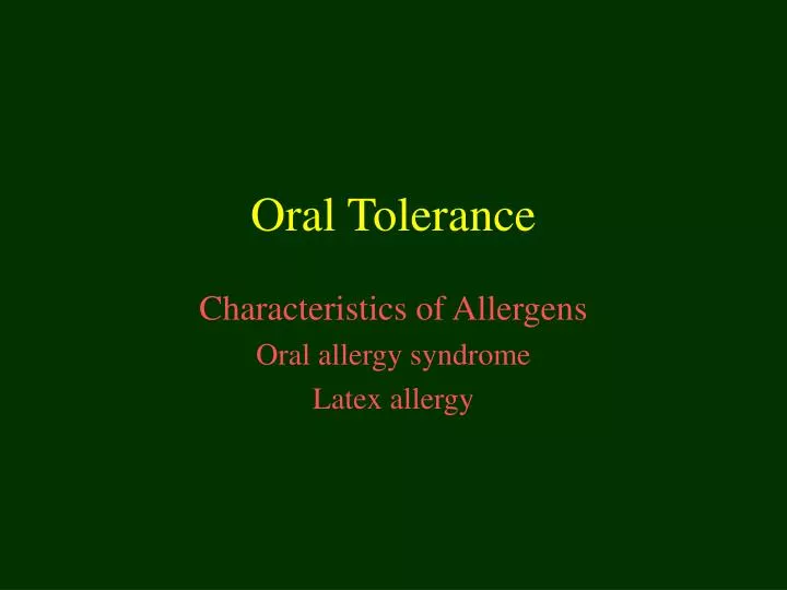 oral tolerance
