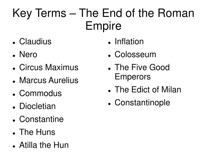 key terms the end of the roman empire