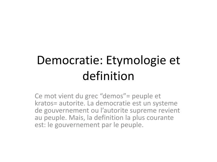 democratie etymologie et definition