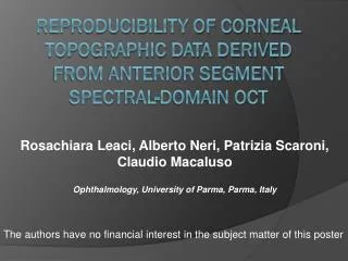 Reproducibility of corneal topographic data derived from anterior segment spectral-domain OCT