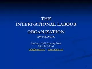 THE INTERNATIONAL LABOUR ORGANIZATION WWW.ILO.ORG