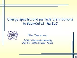 Energy spectra and particle distributions in BeamCal at the ILC
