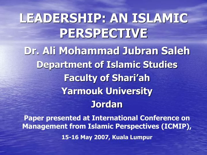leadership an islamic perspective