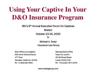 Using Your Captive In Your D&amp;O Insurance Program