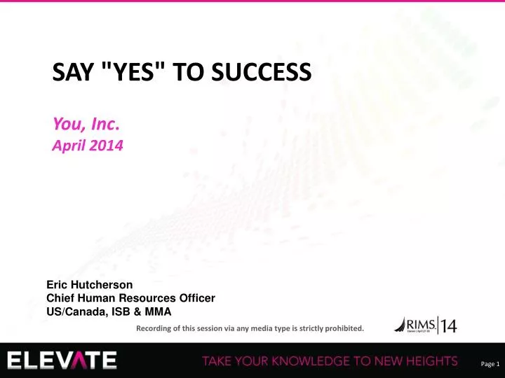 say yes to success you inc april 2014