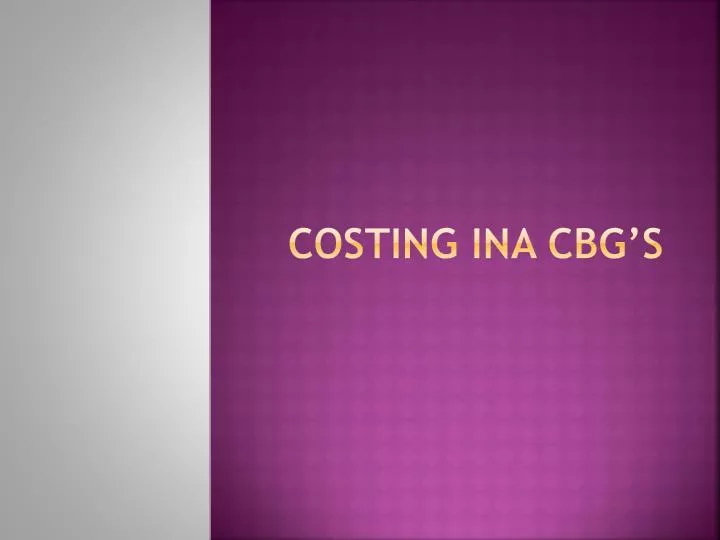 costing ina cbg s