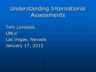 Understanding International Assessments